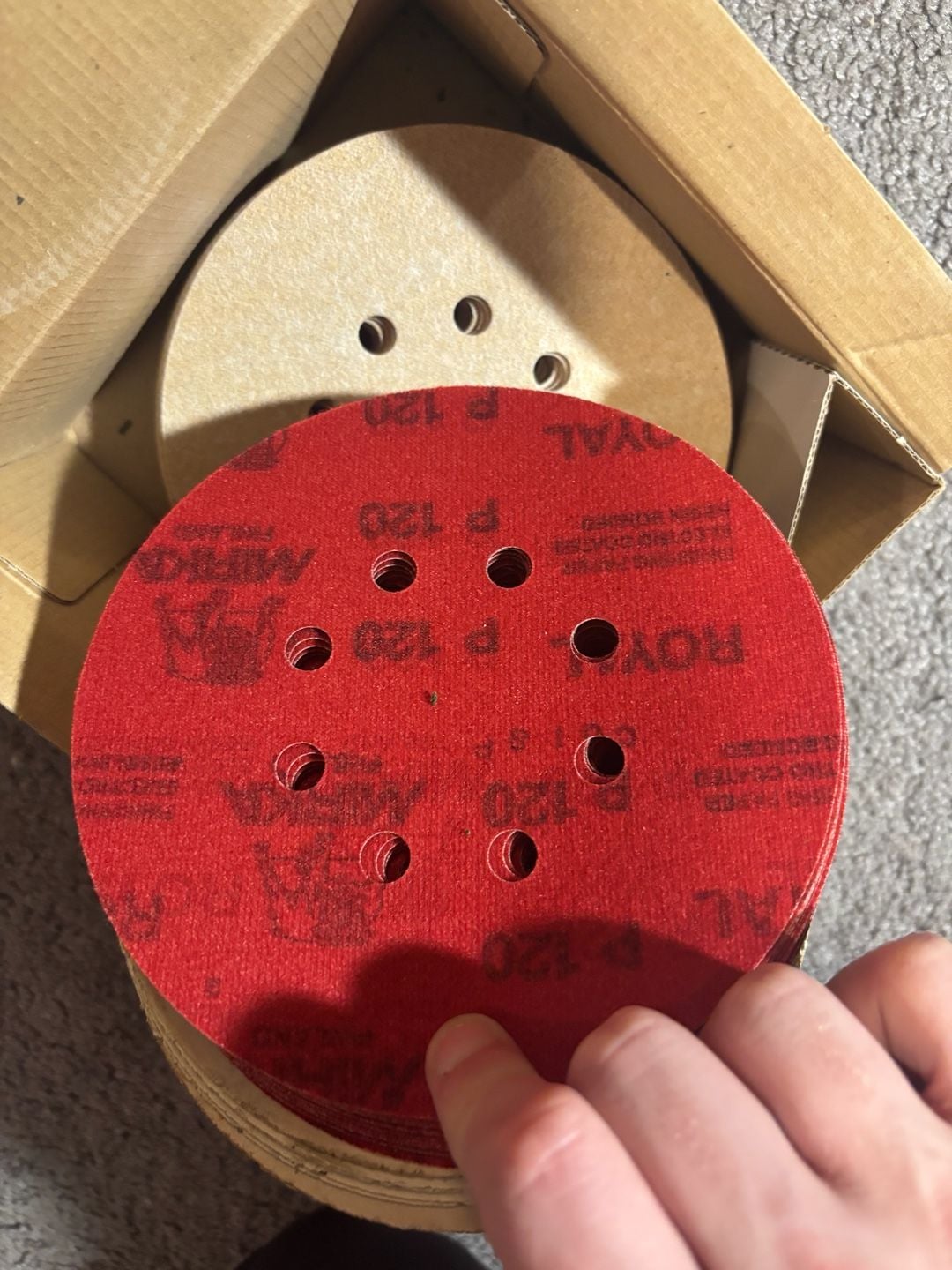 Mirka Royal 6" 120 Grit 8-Hole Hook & Loop Sanding Discs, 50 Pack 6