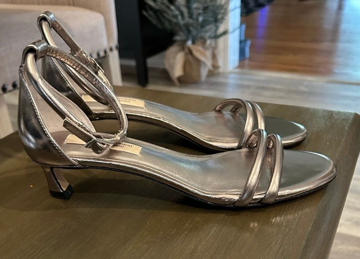 Antonio Melani x Elizabeth Damrich Liza Silver Metallic Kitten Heels;Sz. 9M 5