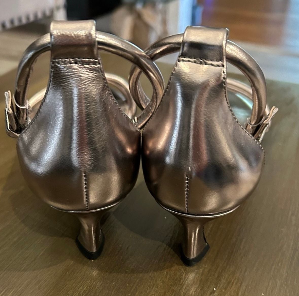 Antonio Melani x Elizabeth Damrich Liza Silver Metallic Kitten Heels;Sz. 9M 6
