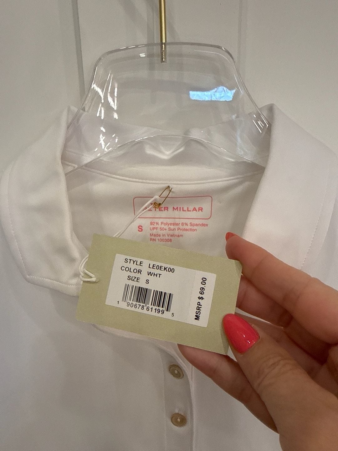 Peter Millar Women's Perfect Fit Performance Polo White Size S Pinehurst NetApp 6