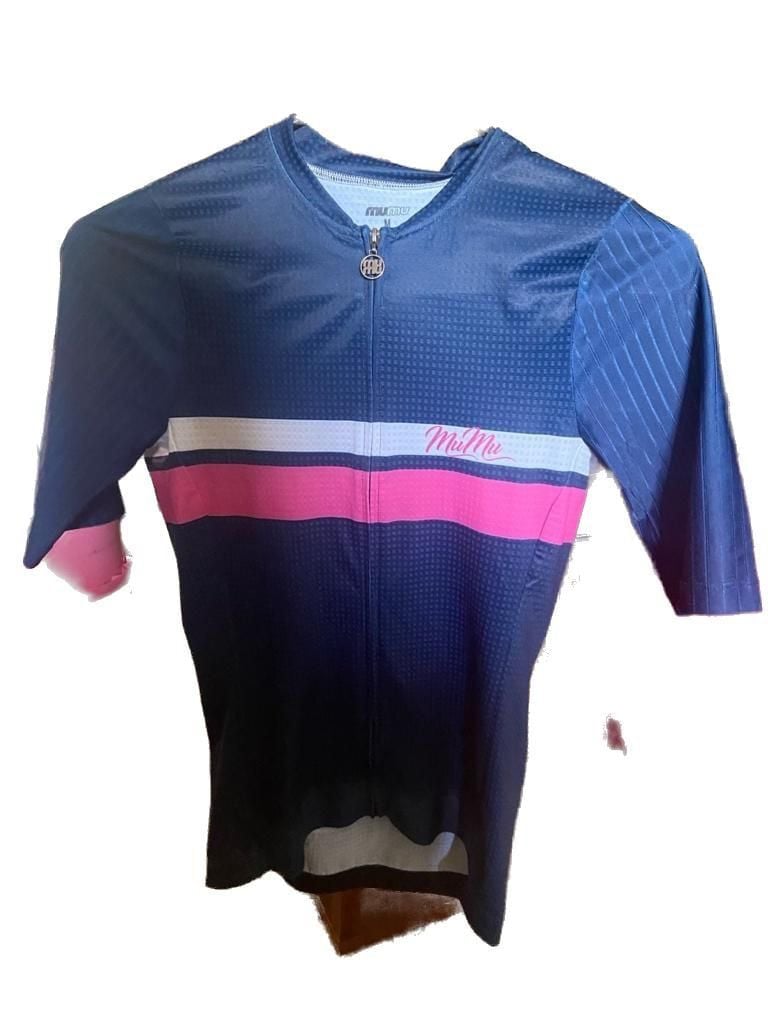Mumu Apparel Elite Classic Cycling Jersey Navy/Pink Women's Size M 3