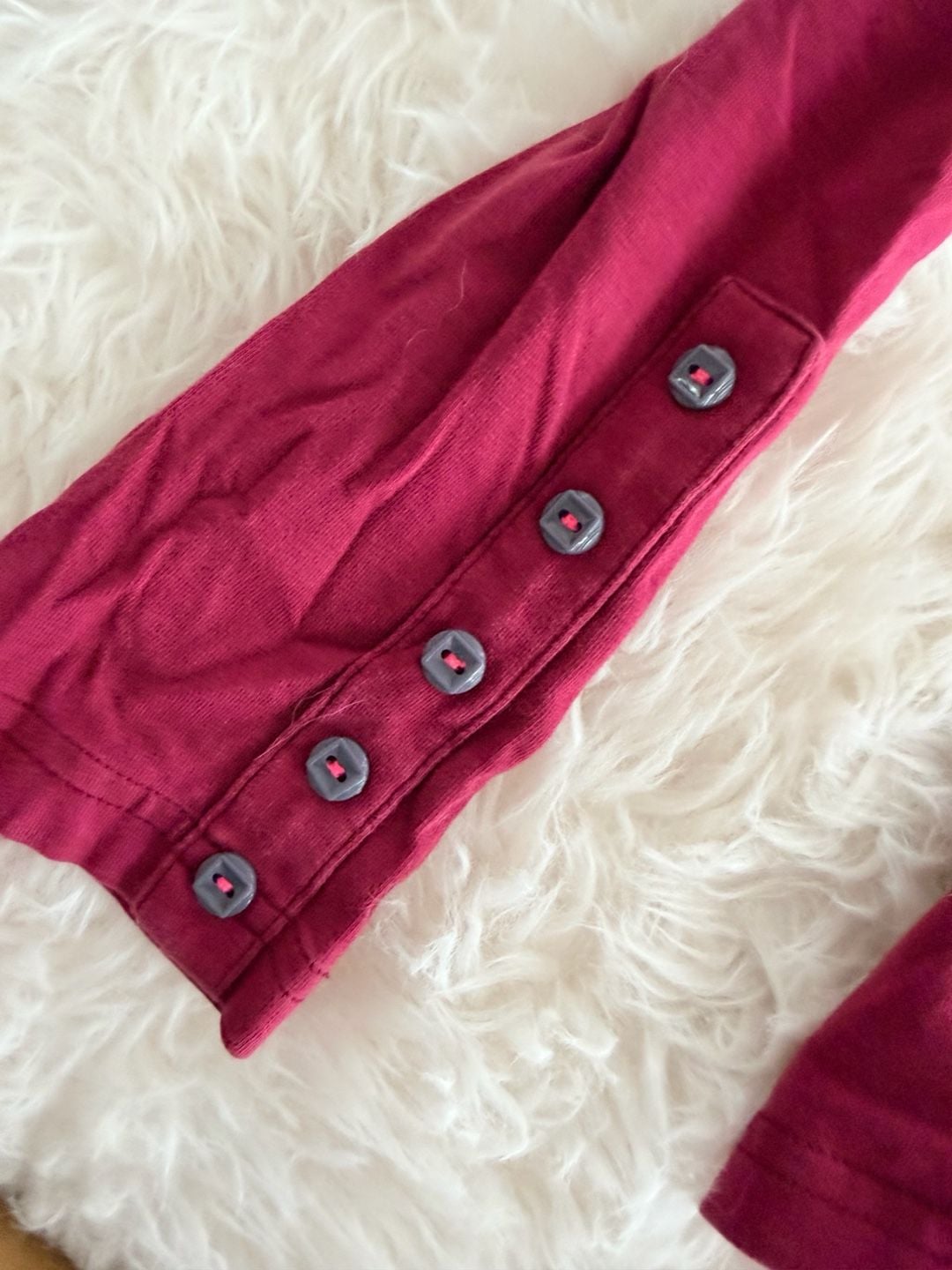 Matilda Jane Character Counts Maroon Long Sleeve Button Cuff Top Size M 4