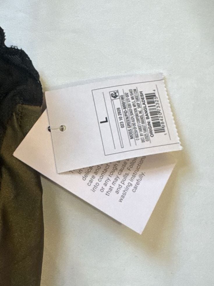 Satin and Lace Longline Bralette, Moss Green, Size L
C16 2
