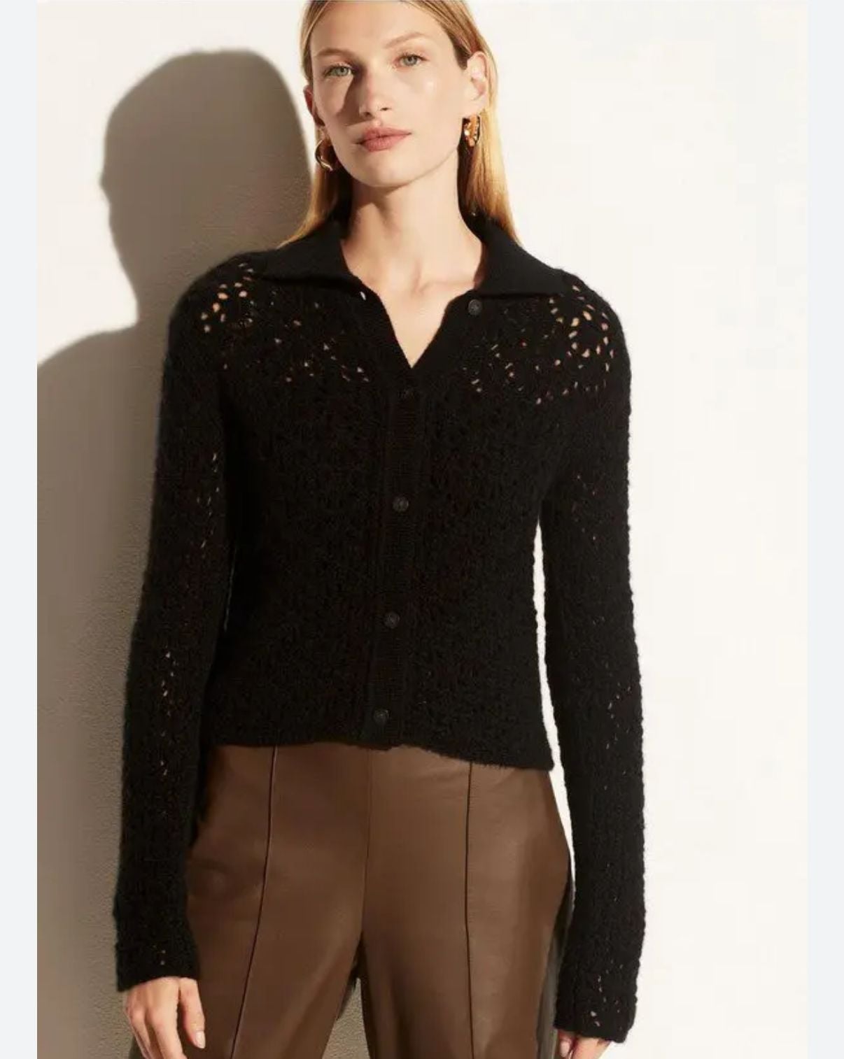 Vince Crochet Wool Cashmere Blend Cardigan XXS 2