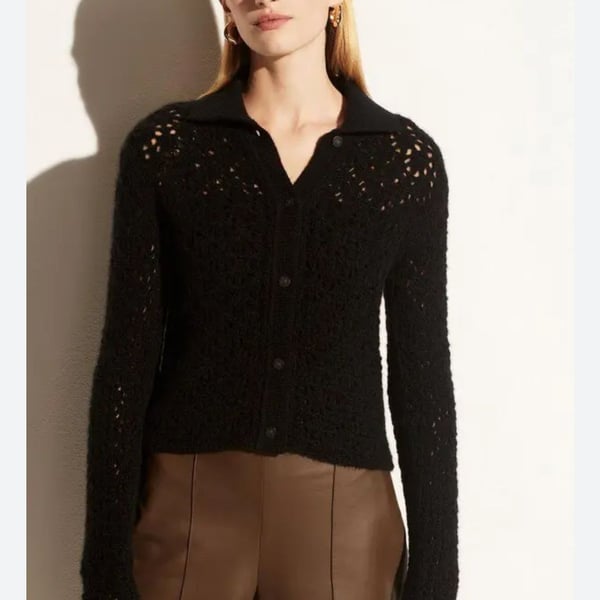 Vince Crochet Wool Cashmere Blend Cardigan XXS