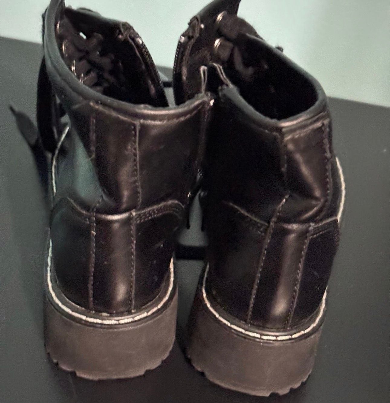 Madden Girl Kurrt Black Lace-Up Combat Boots Size 5M 4