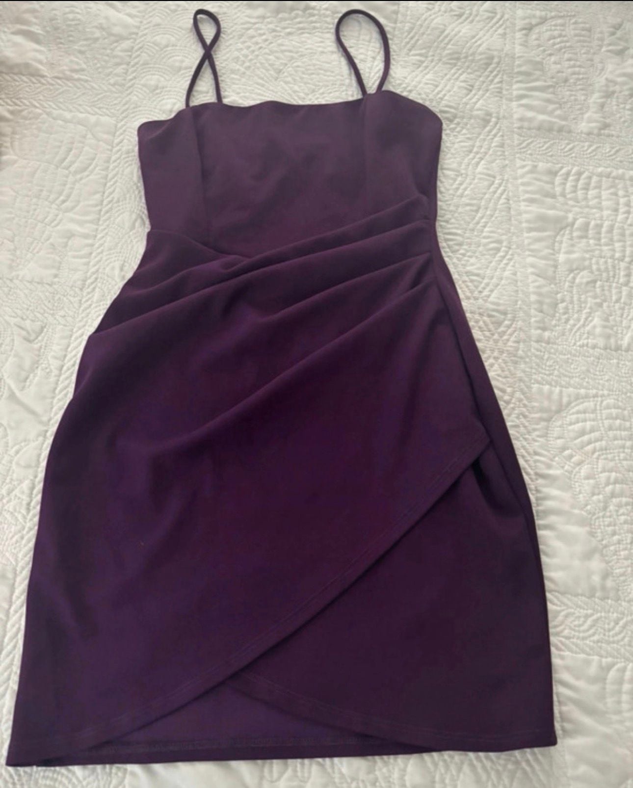 Windsor Purple Side Ruched Wrap Mini Dress 4