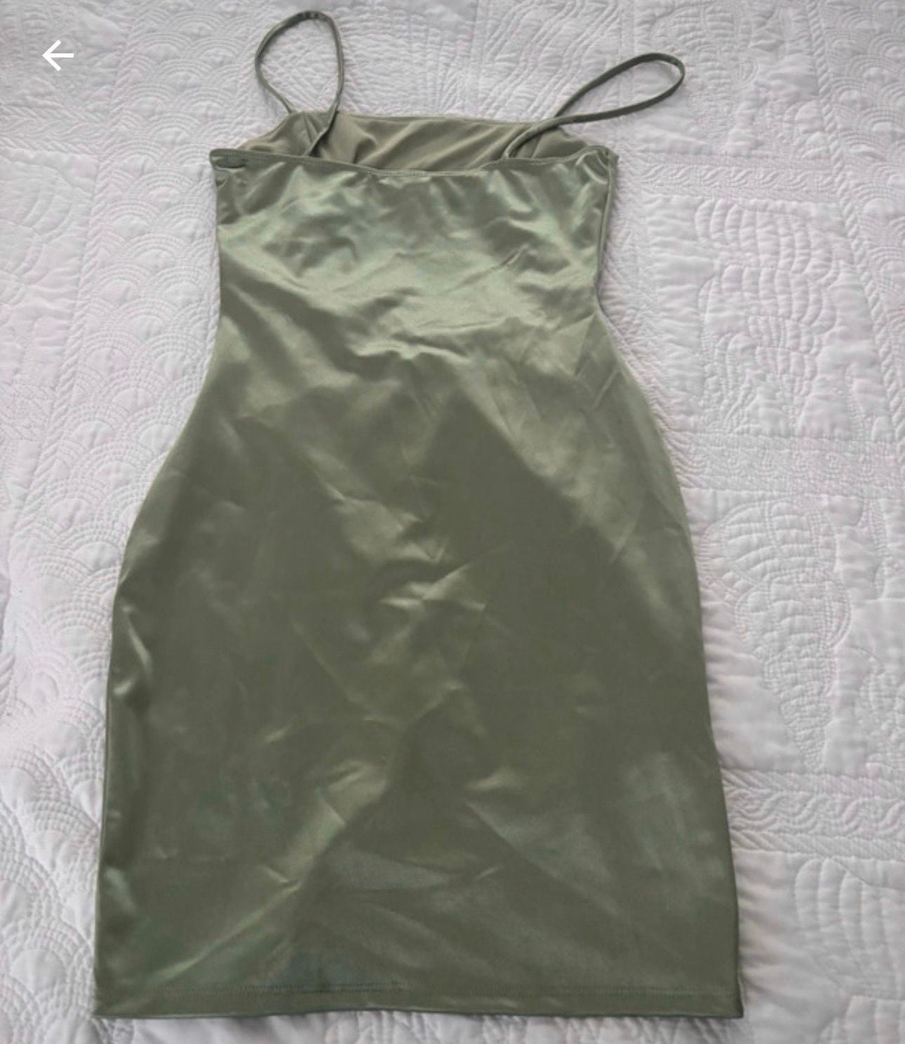Sage Green Satin Ruched Wrap Hem Mini Dress 5