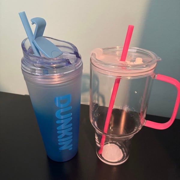 Dunkin' Blue Ombre 24oz Tumbler and Clear 40oz Tumbler with Pink Handle Set