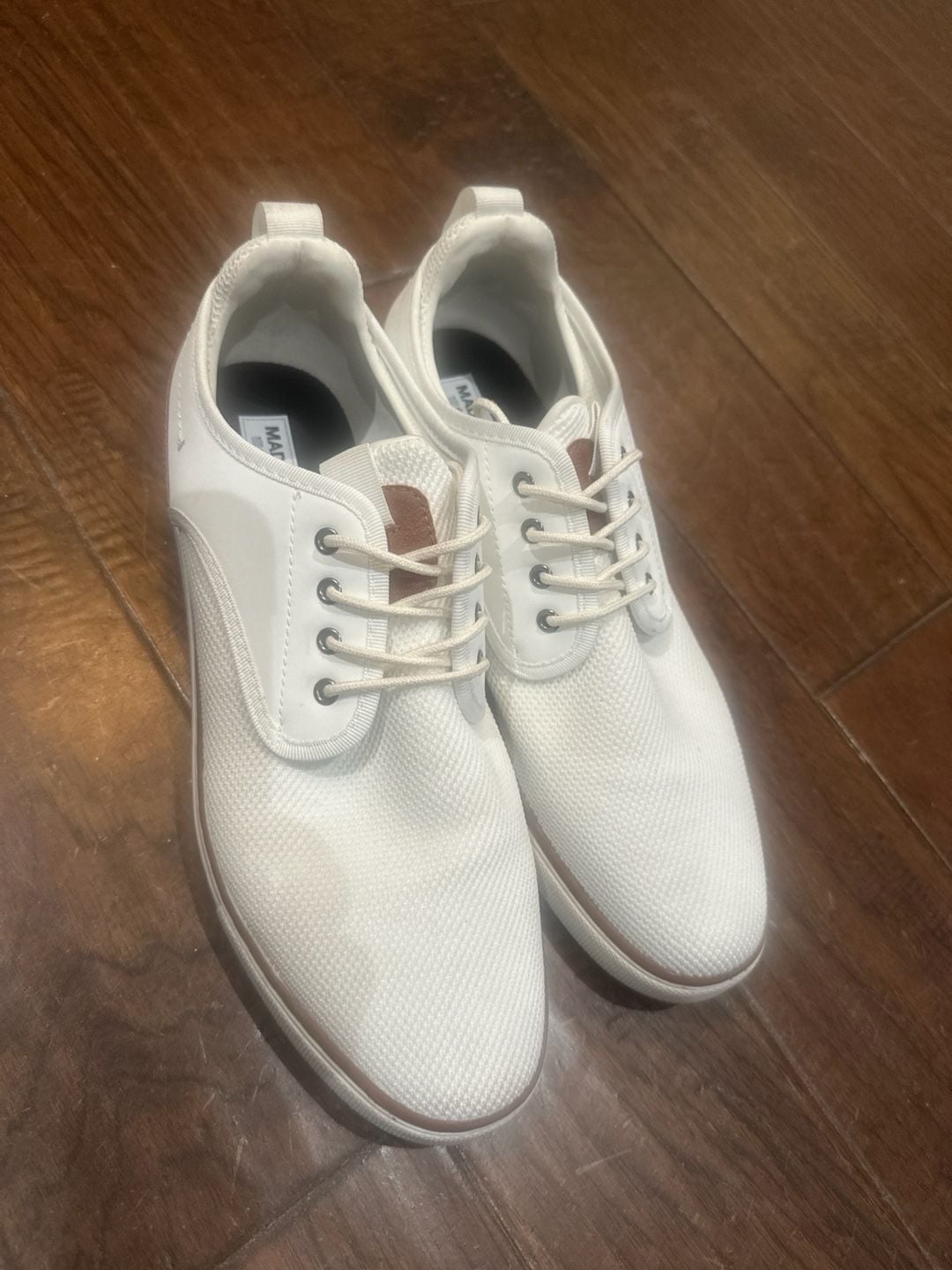 Madden Men's White Mesh Lace-Up Sneakers with Brown Accents Size 12 2