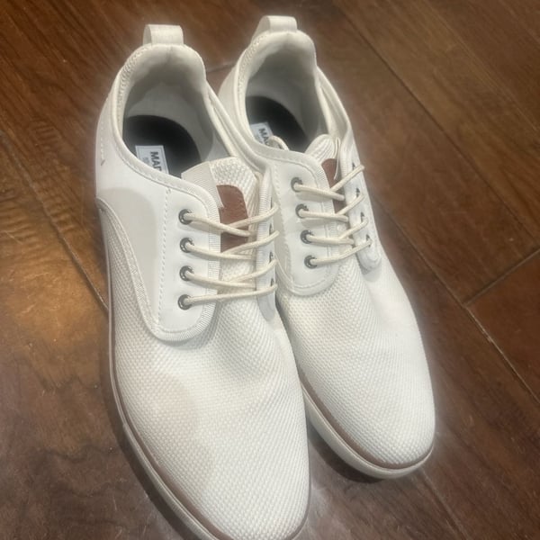 Madden Men's White Mesh Lace-Up Sneakers with Brown Accents Size 12