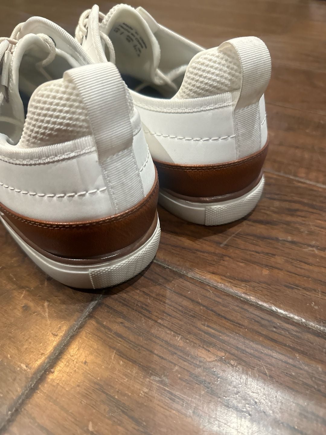 Madden Men's White Mesh Lace-Up Sneakers with Brown Accents Size 12 7