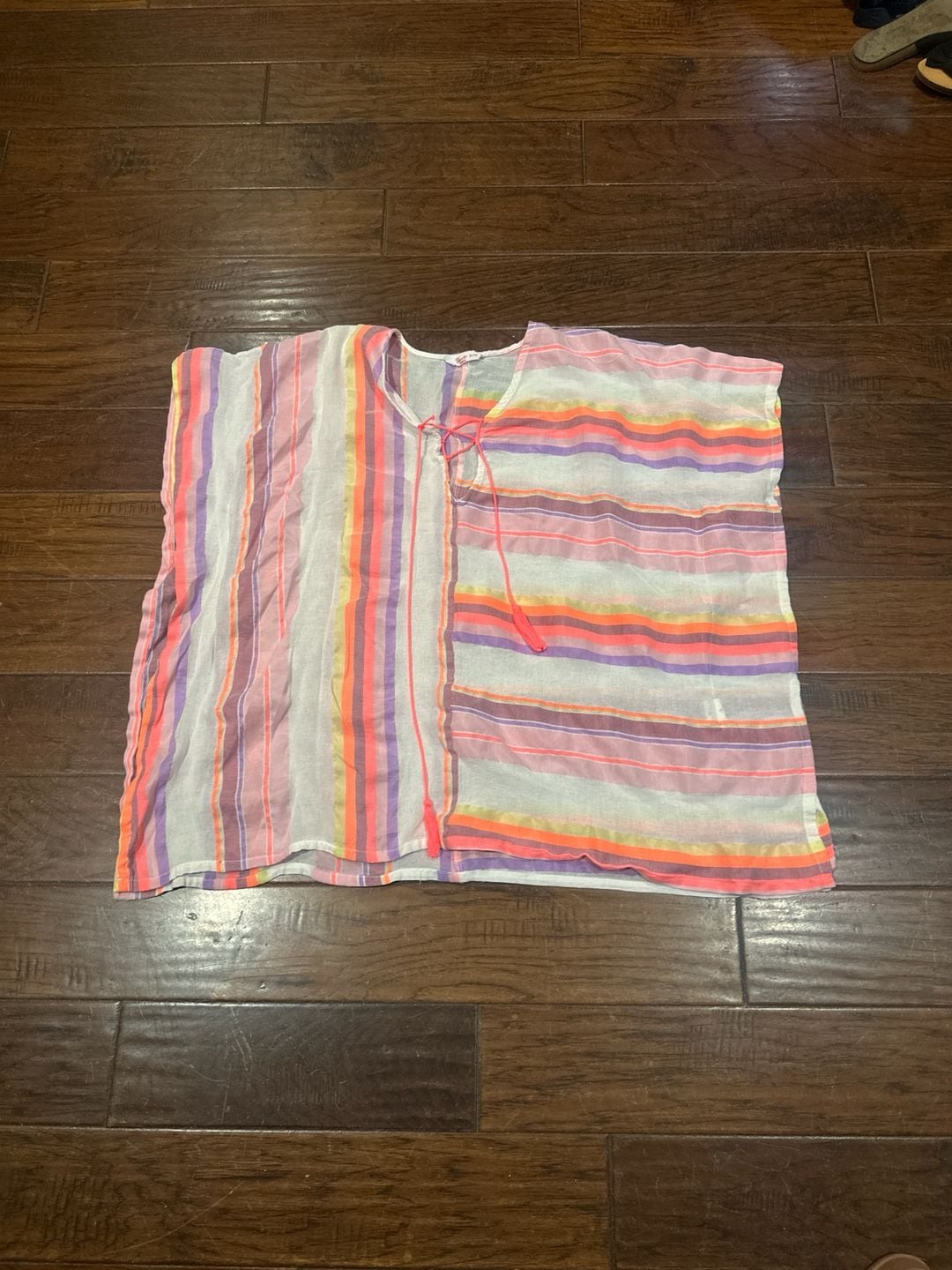 Penti Striped Lace-Up Beach Cover-Up Kaftan Size S/M 2