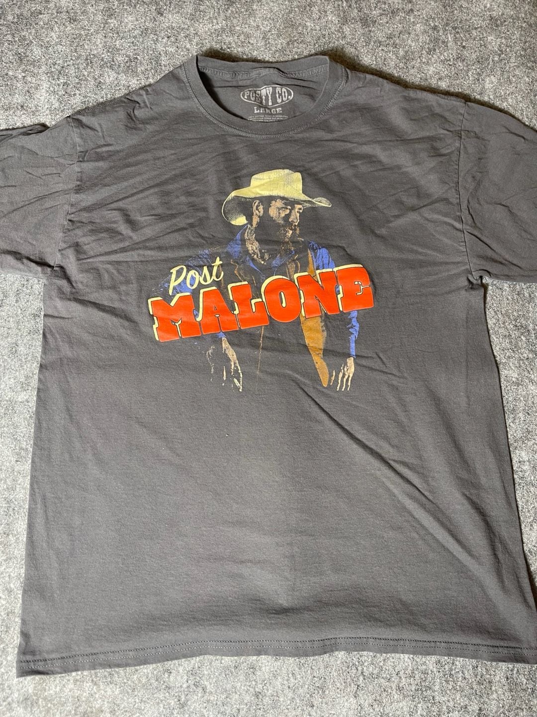 Post Malone Posty Co Cowboy Hat Graphic T-Shirt Size Large 2