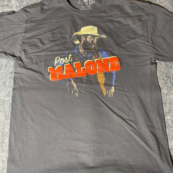 Post Malone Posty Co Cowboy Hat Graphic T-Shirt Size Large