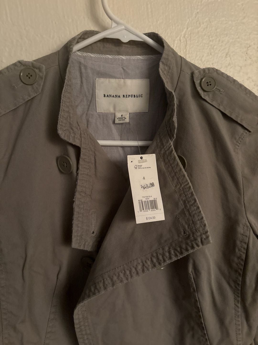 Banana Republic NWT Grey Double-Breasted Military Jacket Size 4 3