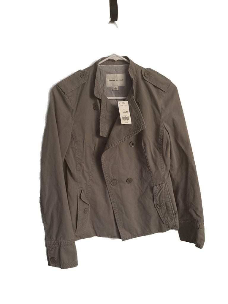 Banana Republic NWT Grey Double-Breasted Military Jacket Size 4 2