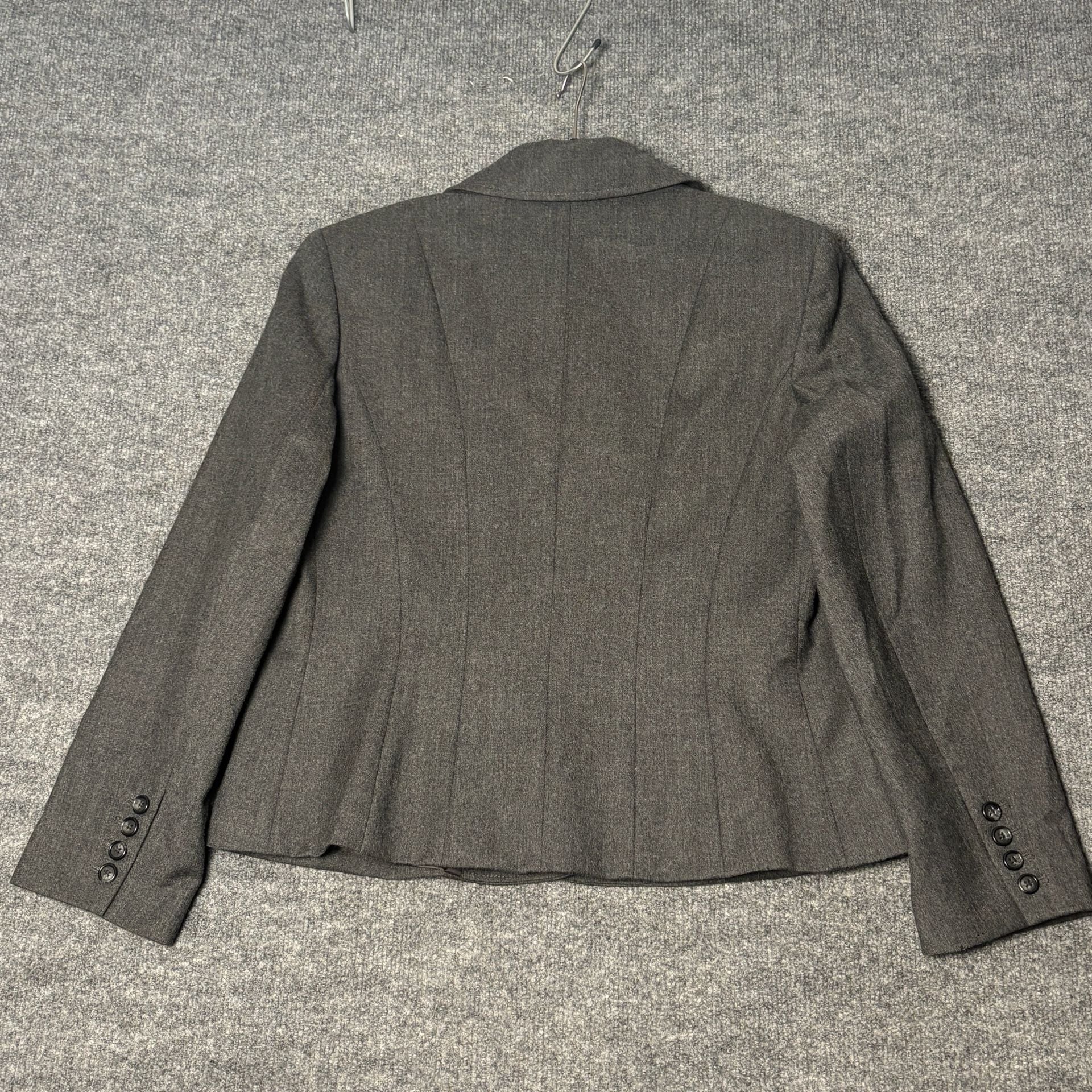 Talbots Double Breasted Blazer Women 14P Grey Italian Fabric 100% Wool Career 3