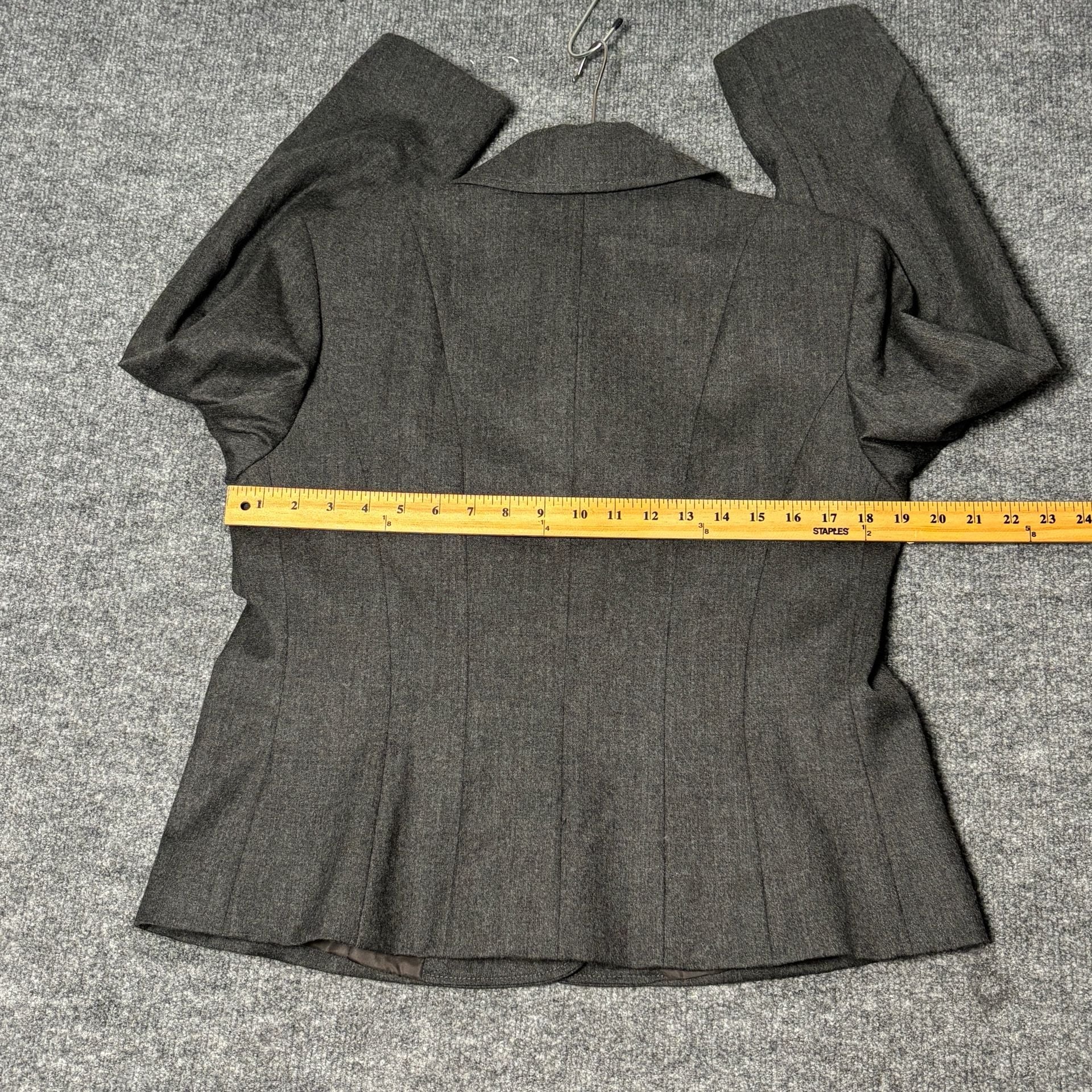 Talbots Double Breasted Blazer Women 14P Grey Italian Fabric 100% Wool Career 7