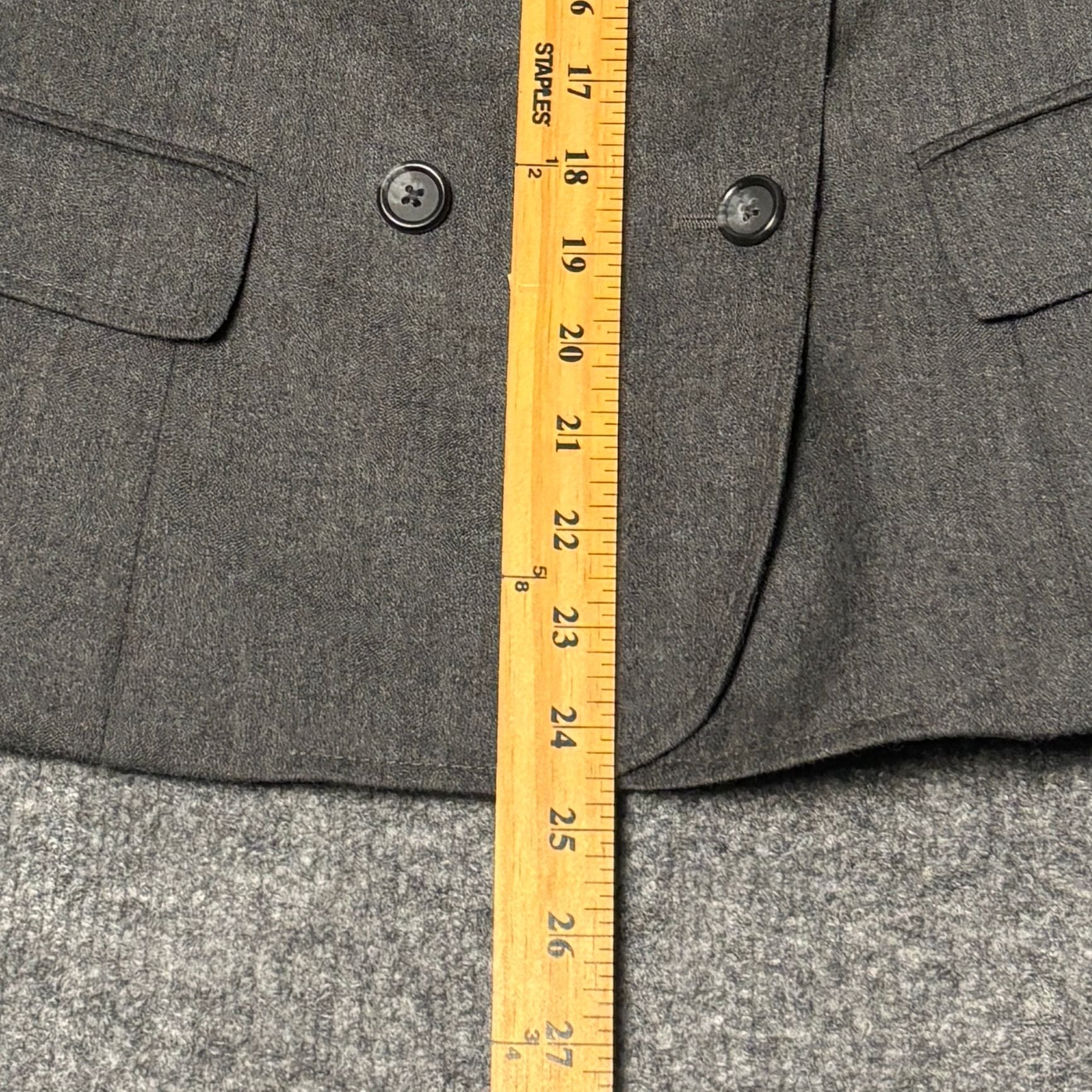 Talbots Double Breasted Blazer Women 14P Grey Italian Fabric 100% Wool Career 10
