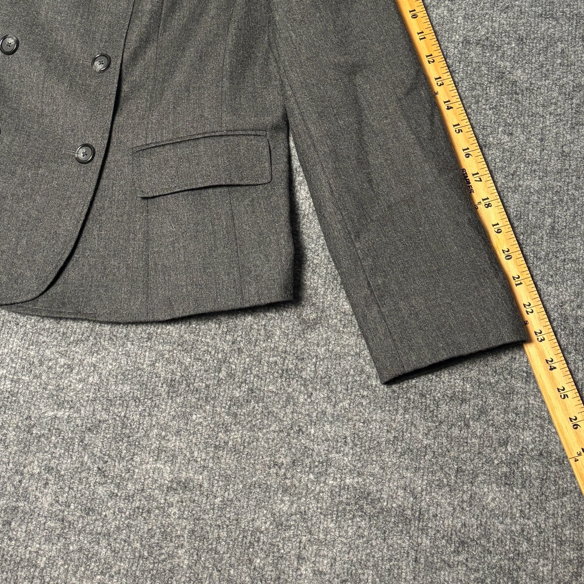 Talbots Double Breasted Blazer Women 14P Grey Italian Fabric 100% Wool Career 12