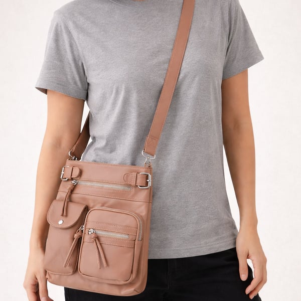 MultiSac Zippy Multi-Pocket Crossbody Bag, Tan
