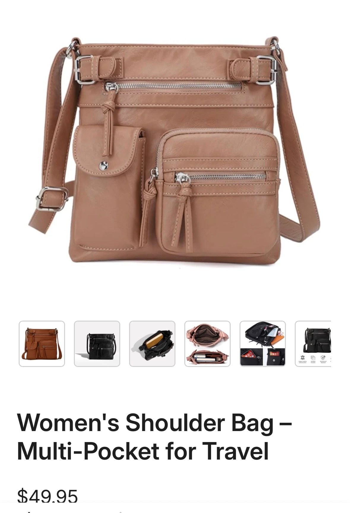 MultiSac Zippy Multi-Pocket Crossbody Bag, Tan 7