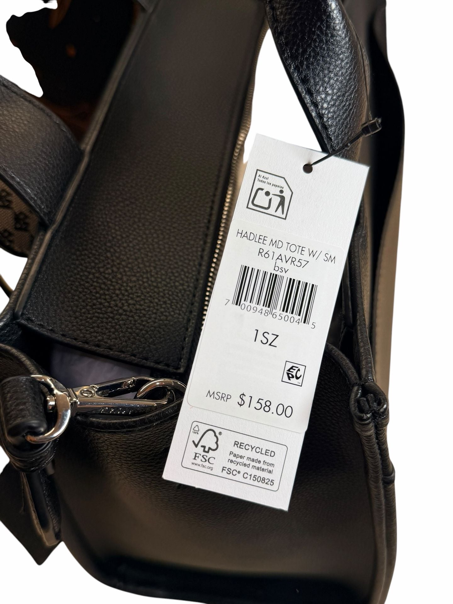 DKNY Hadlee Medium Tote Bag with Smiley and Apple Charms - Black 6