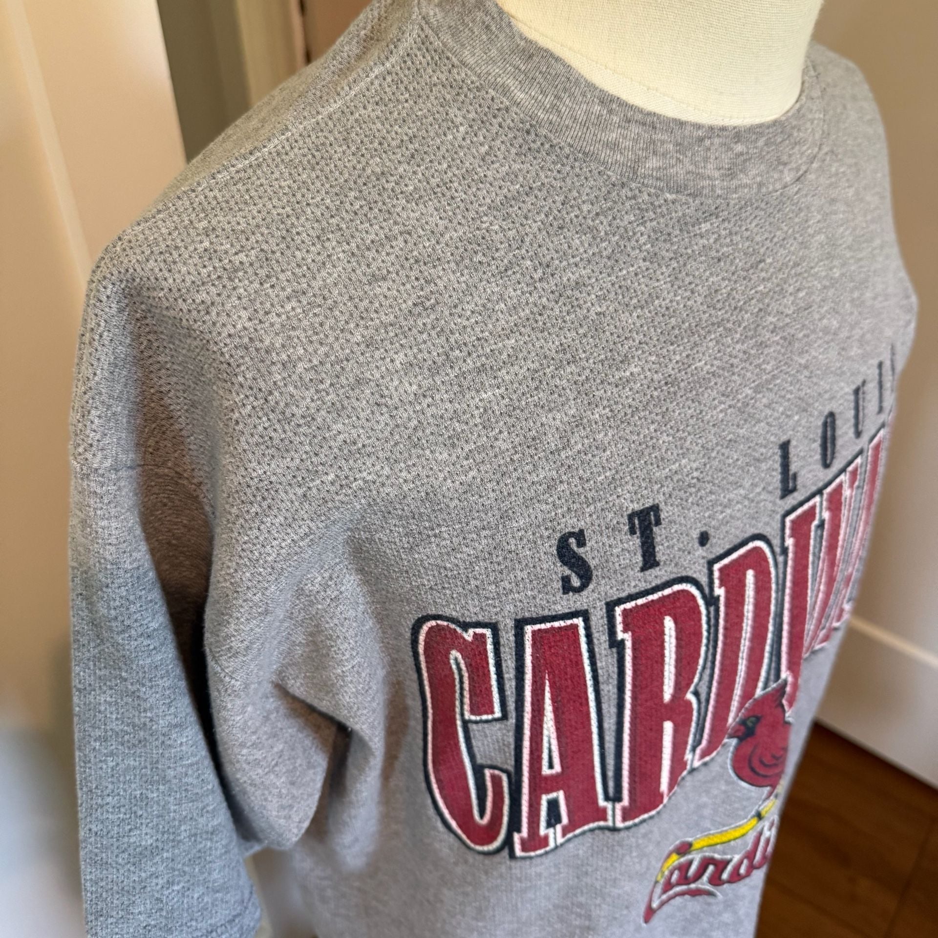 Vintage 1999 Hank Aaron Originals St. Louis Cardinals Waffle Knit T-Shirt 4