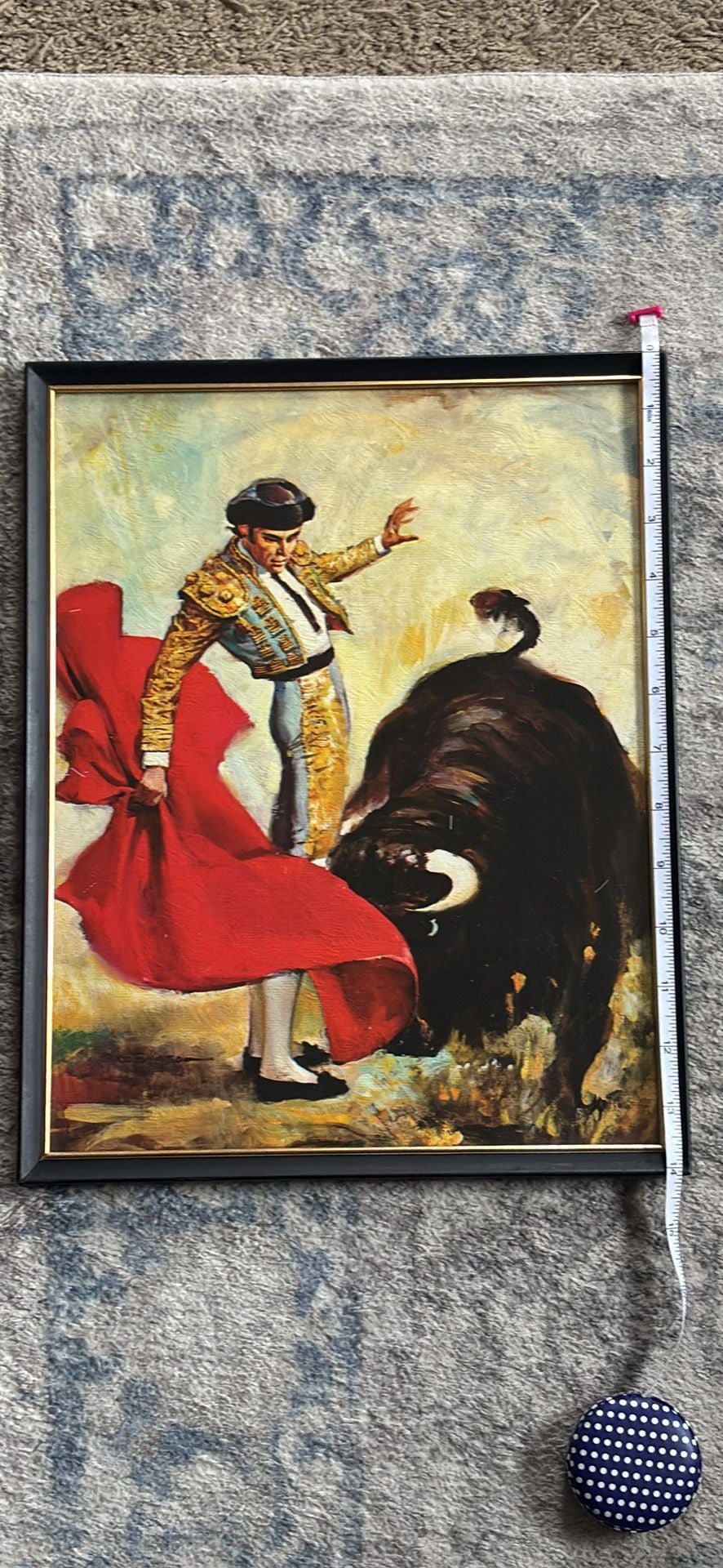Vintage Rico Tomaso Framed Matador Bullfighter Canvas Textured Lithograph 1