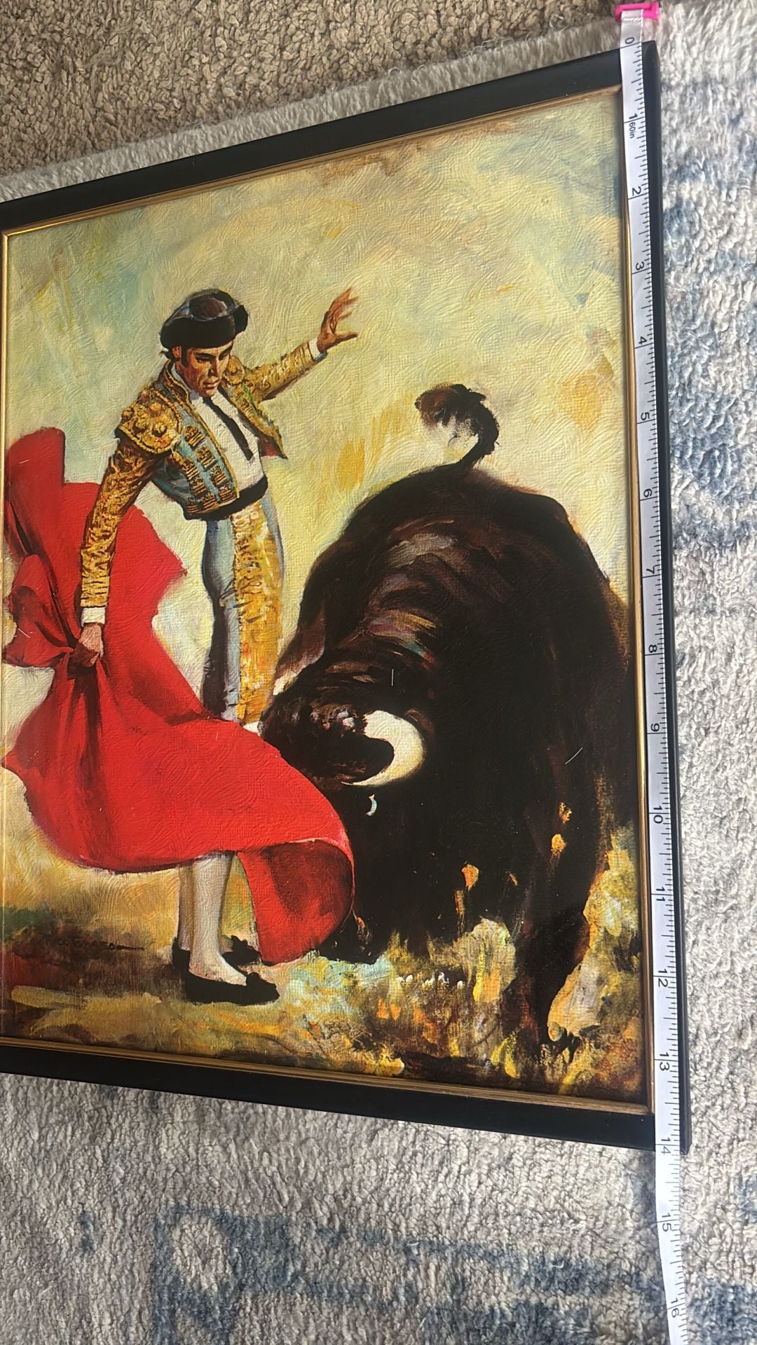 Vintage Rico Tomaso Framed Matador Bullfighter Canvas Textured Lithograph 6