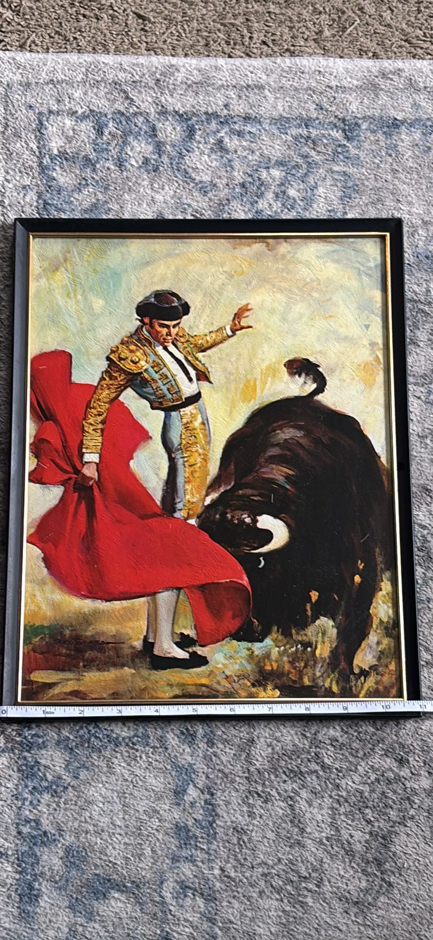 Vintage Rico Tomaso Framed Matador Bullfighter Canvas Textured Lithograph 7