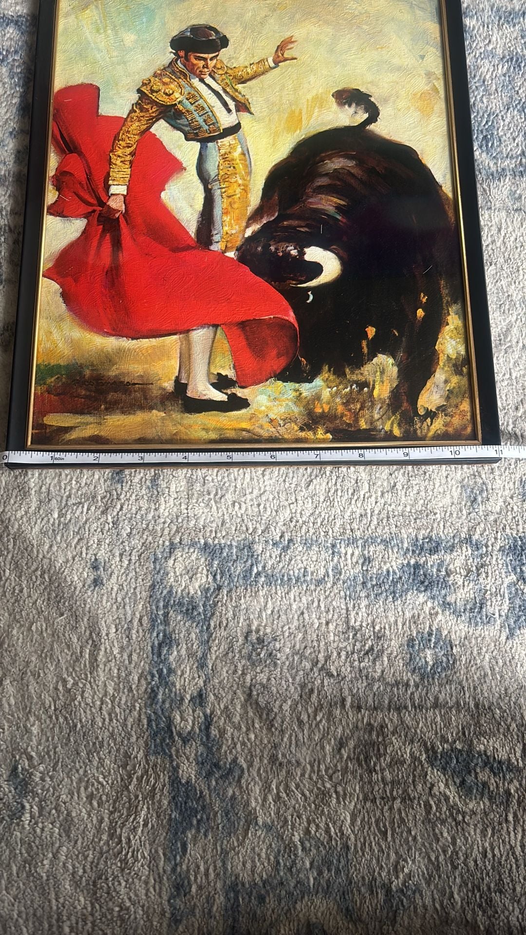 Vintage Rico Tomaso Framed Matador Bullfighter Canvas Textured Lithograph 8