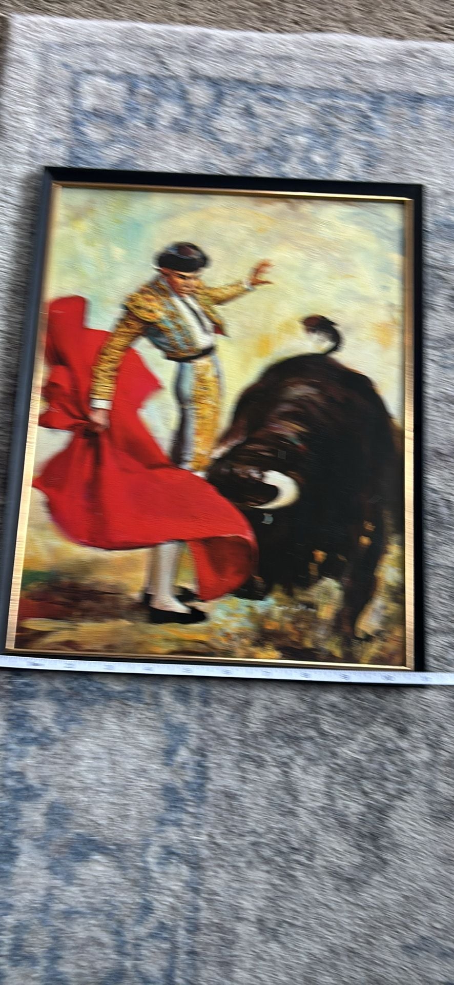 Vintage Rico Tomaso Framed Matador Bullfighter Canvas Textured Lithograph 9