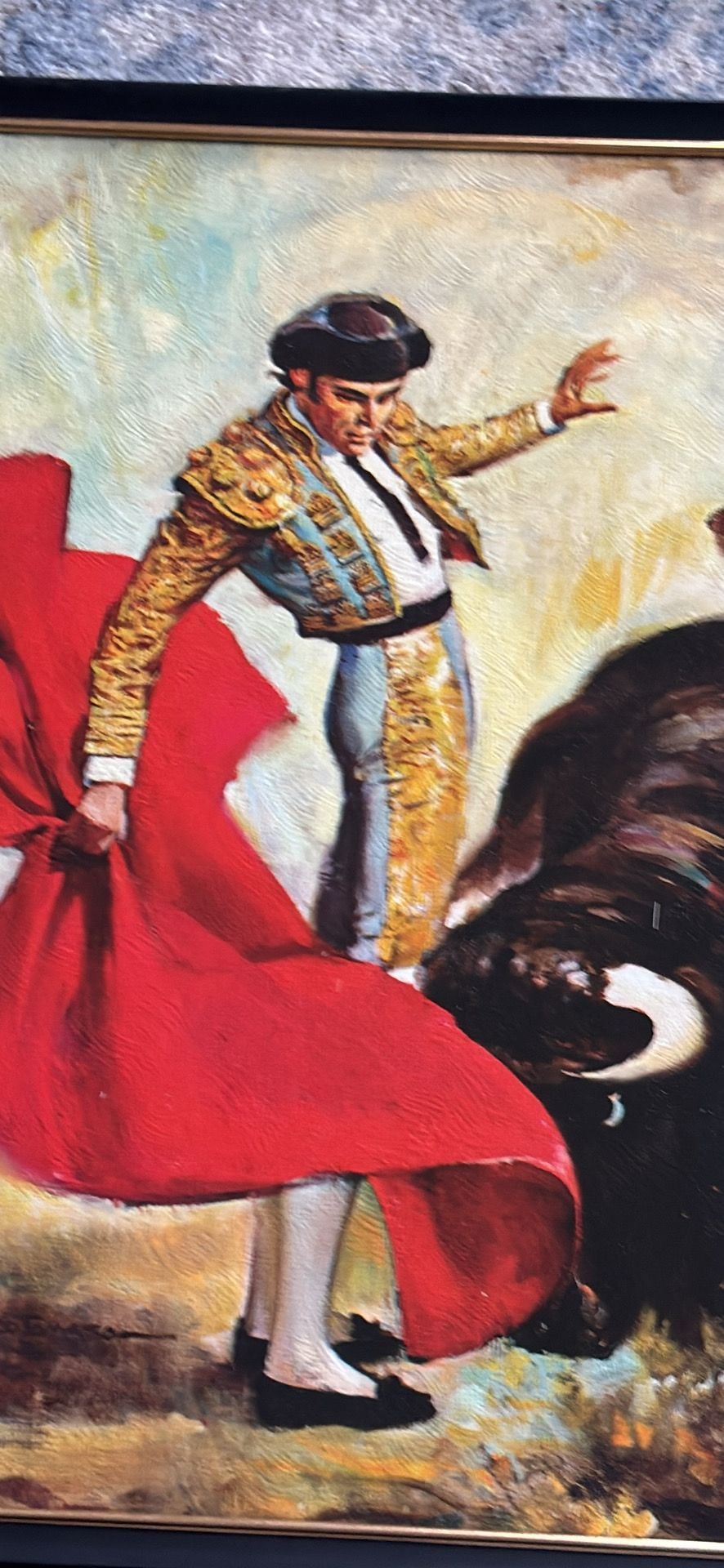 Vintage Rico Tomaso Framed Matador Bullfighter Canvas Textured Lithograph 10