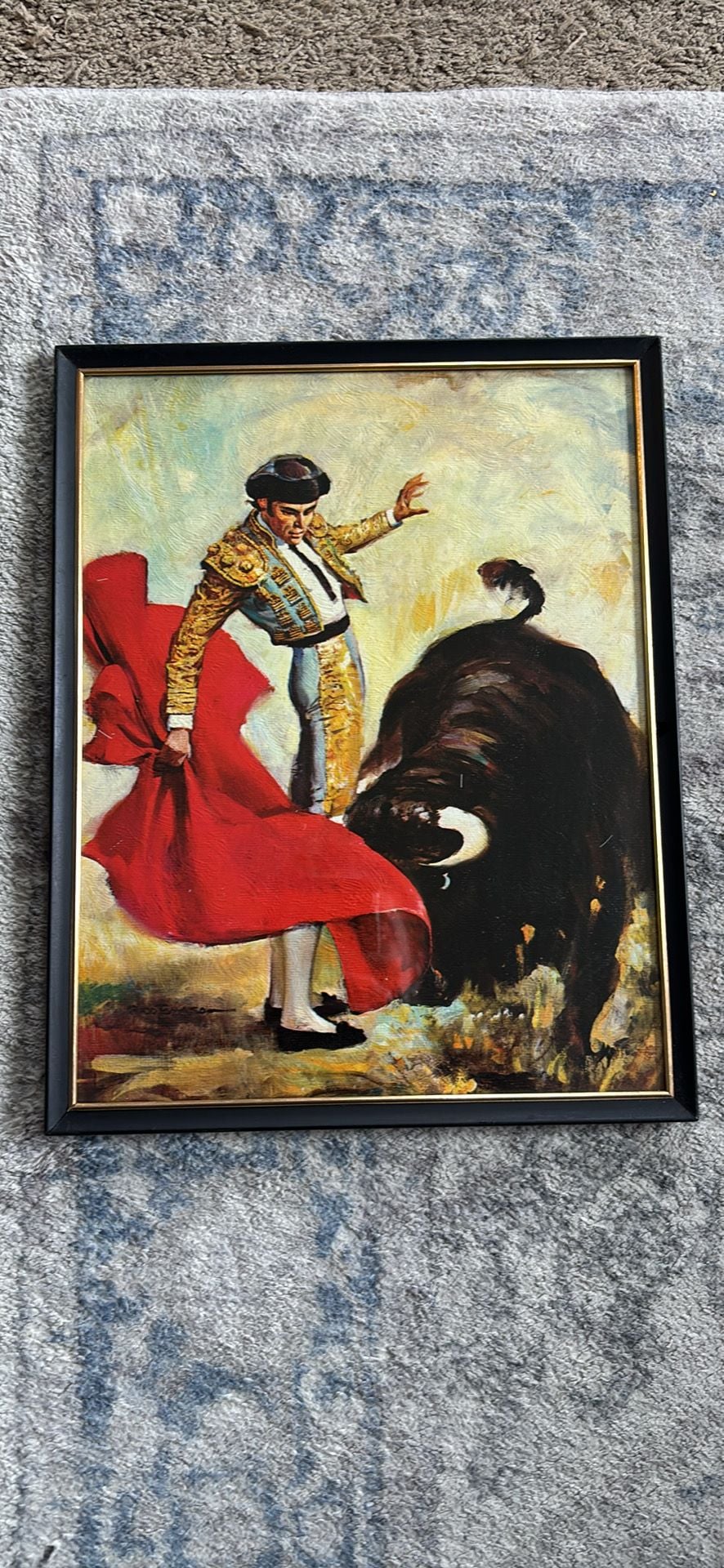 Vintage Rico Tomaso Framed Matador Bullfighter Canvas Textured Lithograph 11