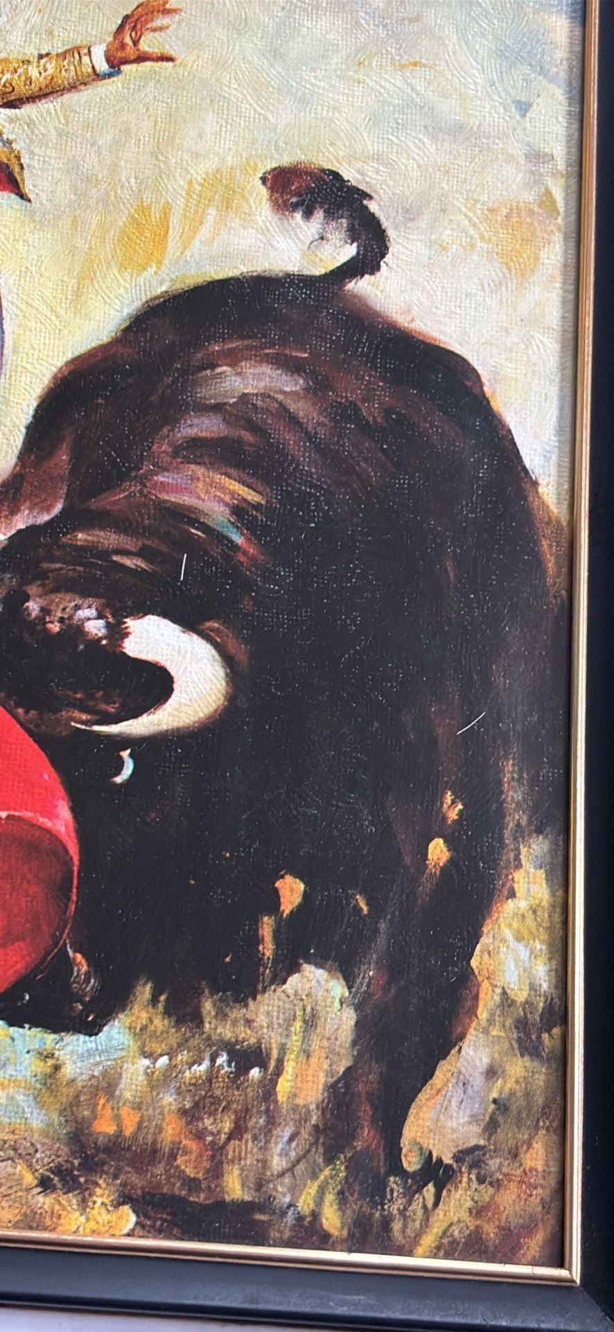 Vintage Rico Tomaso Framed Matador Bullfighter Canvas Textured Lithograph 13