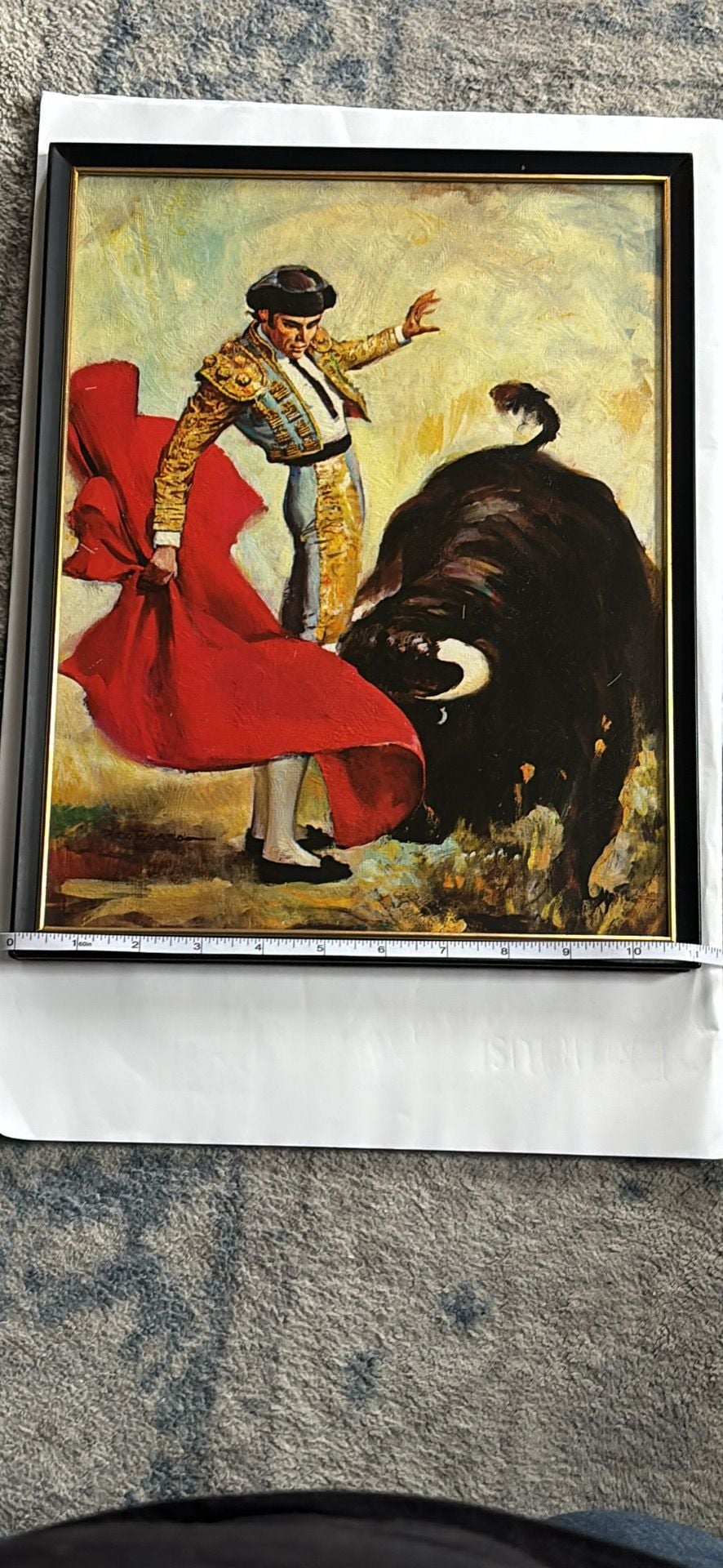 Vintage Rico Tomaso Framed Matador Bullfighter Canvas Textured Lithograph 14