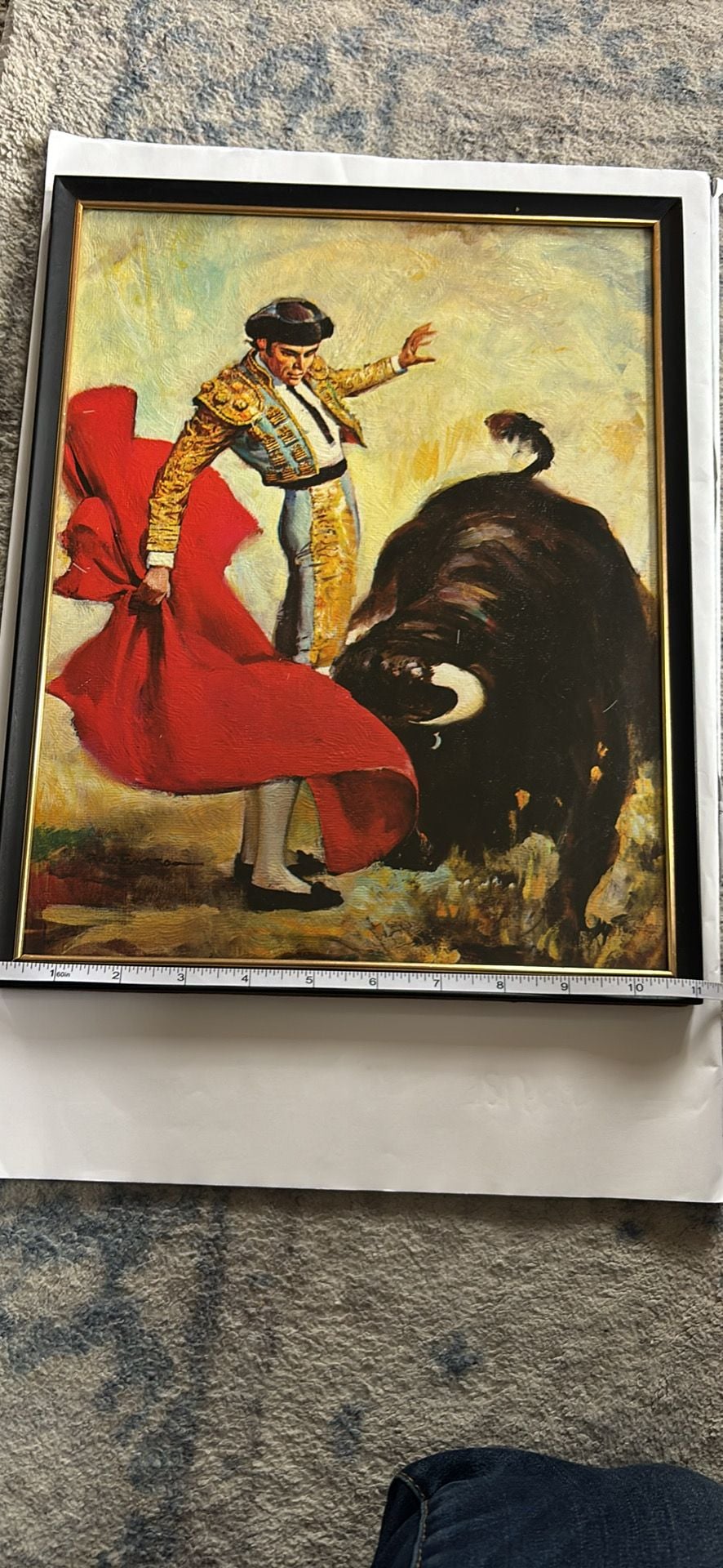 Vintage Rico Tomaso Framed Matador Bullfighter Canvas Textured Lithograph 15