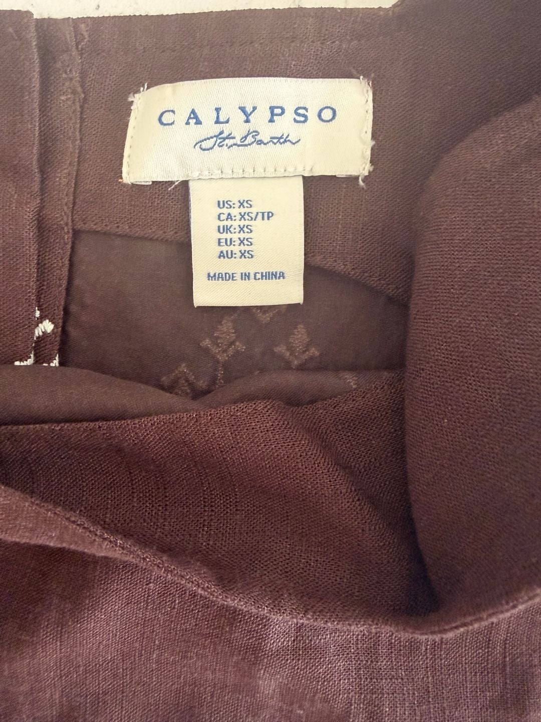 Calypso St. Barth Embroidered Linen Button-Back Crop Top, Size XS 4