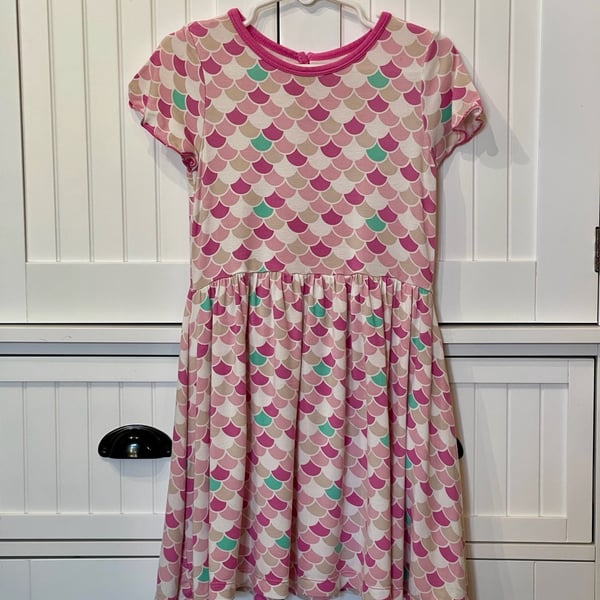 KicKee Pants Mermaid Scale Short Sleeve Pocket Dress 4T