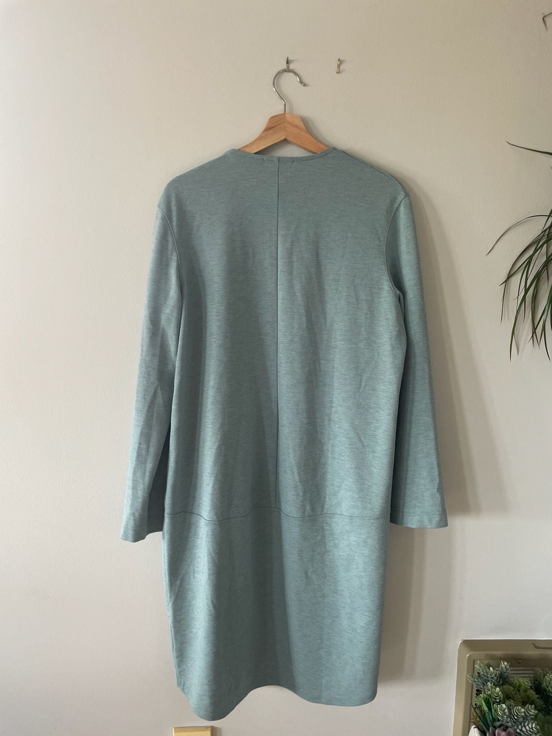 Valette Sage Green Longline Open Front Duster Cardigan with Pockets Size S 4