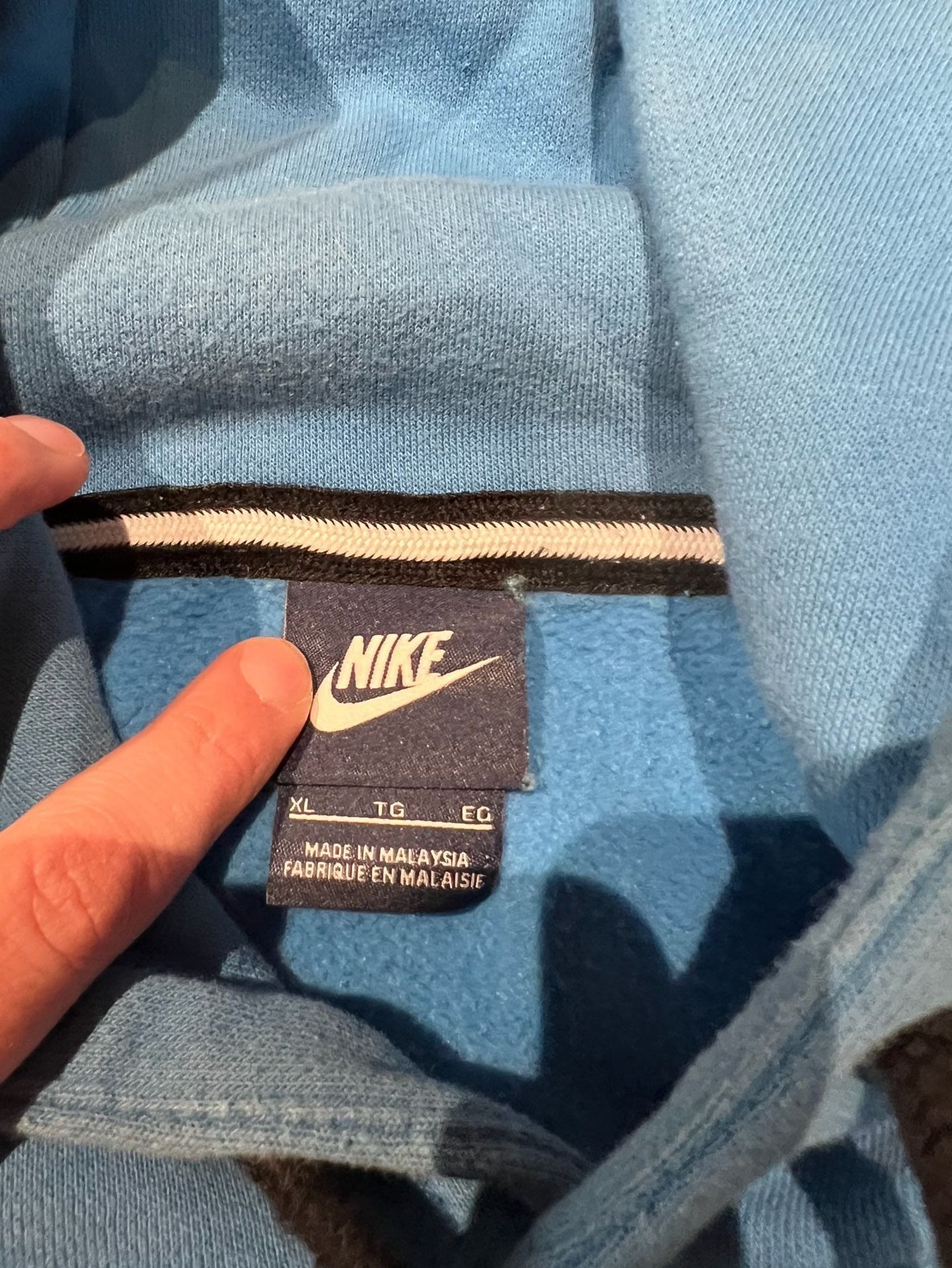 Nike Big Logo Striped Graphic Pullover Hoodie Blue Size XL 3