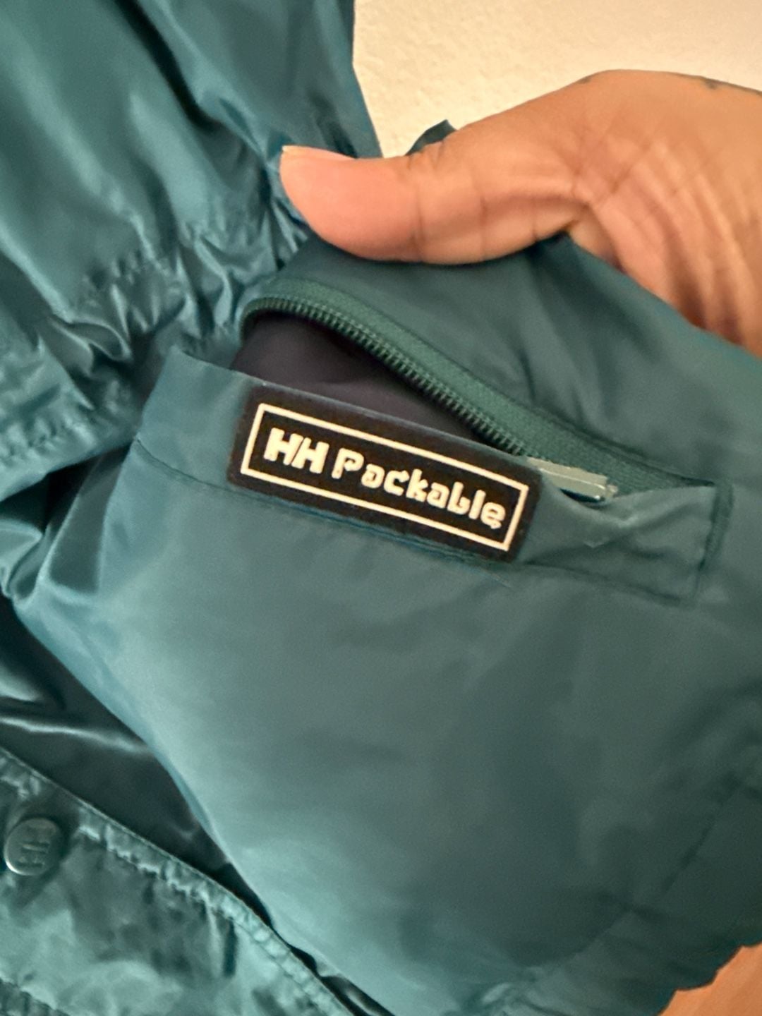 Vintage Helly Hansen Packable Jacket S Blue Windbreaker Zip Pockets Lined Hooded 5