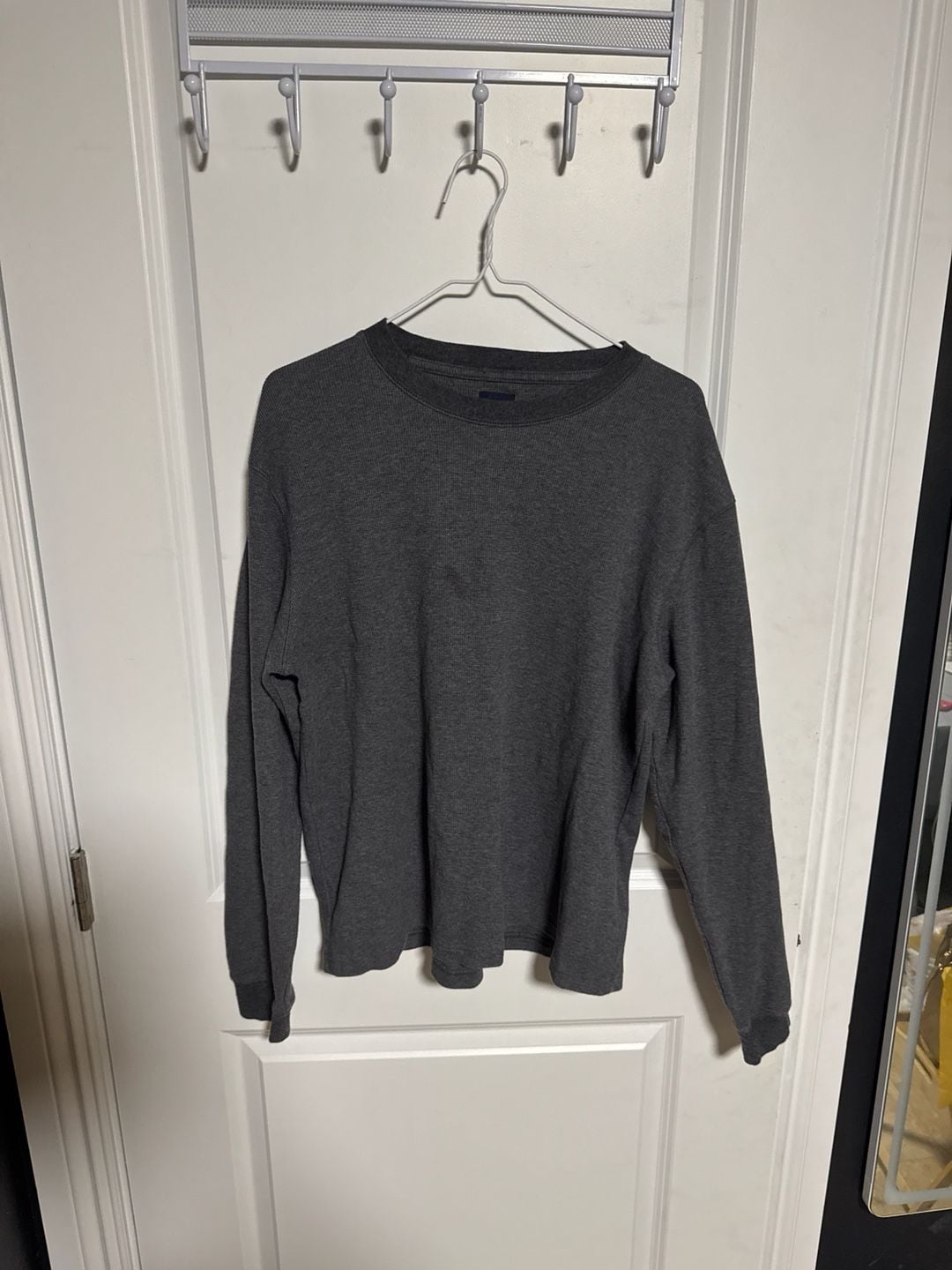 Gap Grey Waffle Knit Thermal Long Sleeve Shirt Size Medium 2