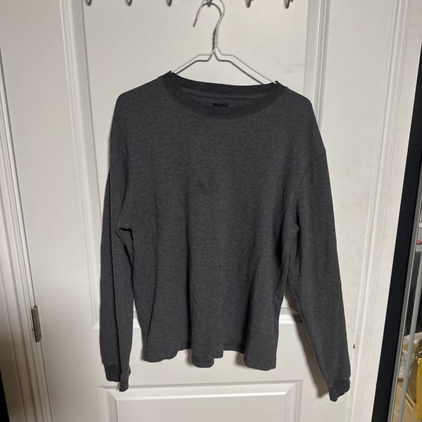 Gap Grey Waffle Knit Thermal Long Sleeve Shirt Size Medium