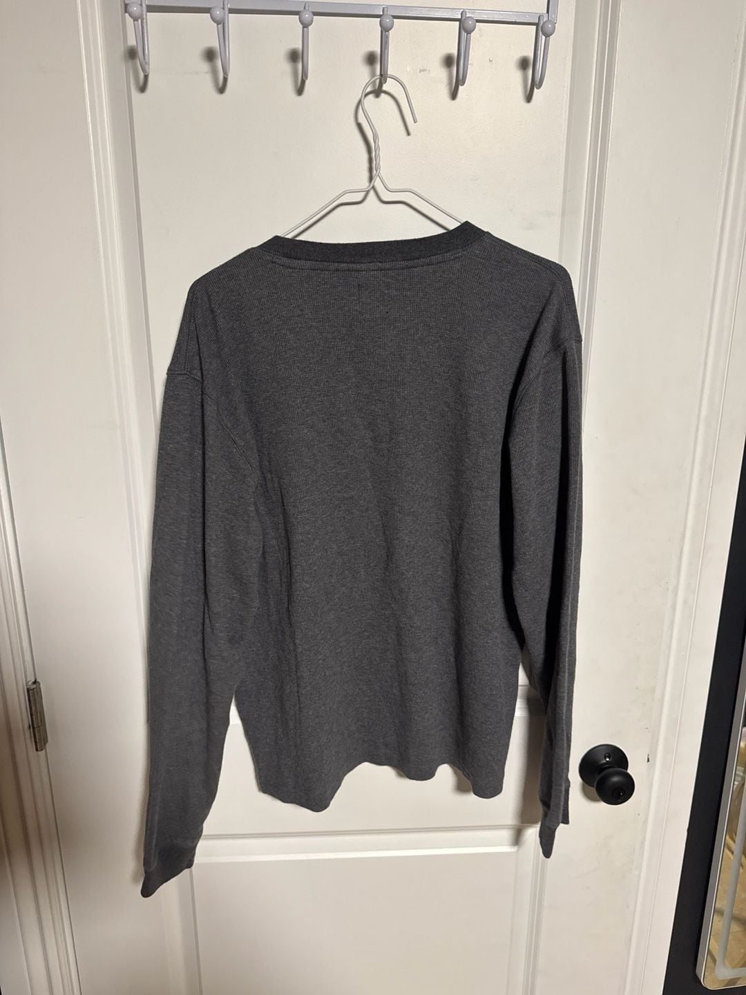 Gap Grey Waffle Knit Thermal Long Sleeve Shirt Size Medium 4