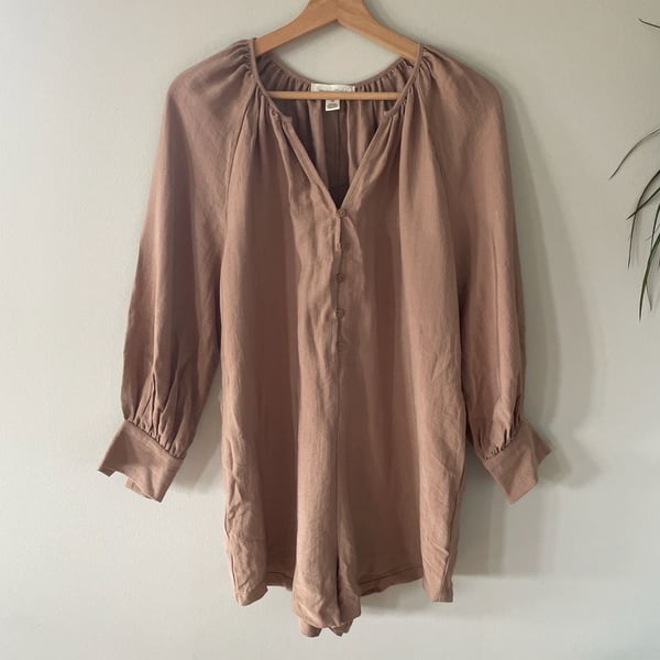 Treasure & Bond Long Sleeve Button Front Romper Size XS