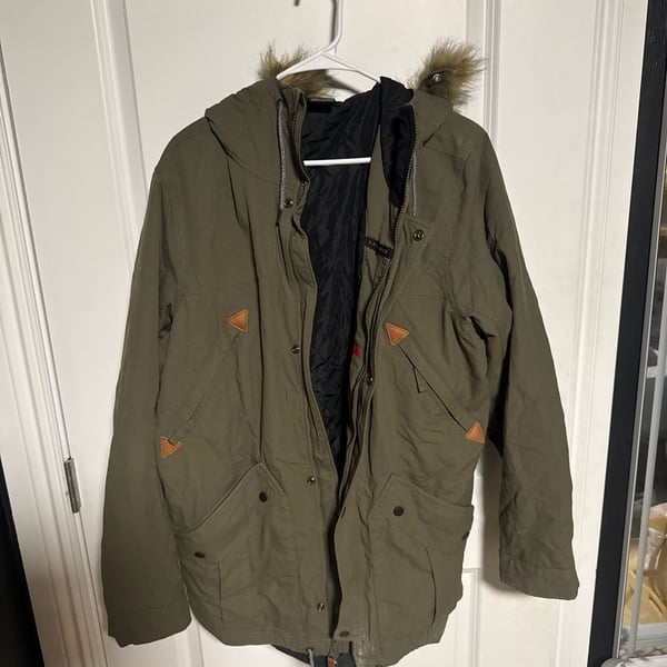 Oakley Women's Olive Green Utility Parka Jacket with Faux Fur Hood Size L