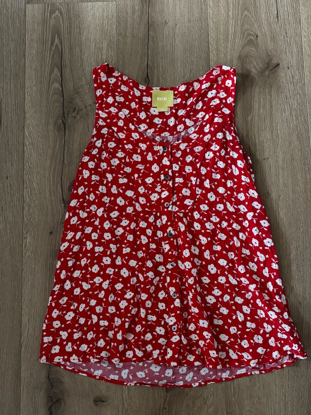 Maeve by Anthropologie Red Floral Button-Down Sleeveless Top, Size 0 2